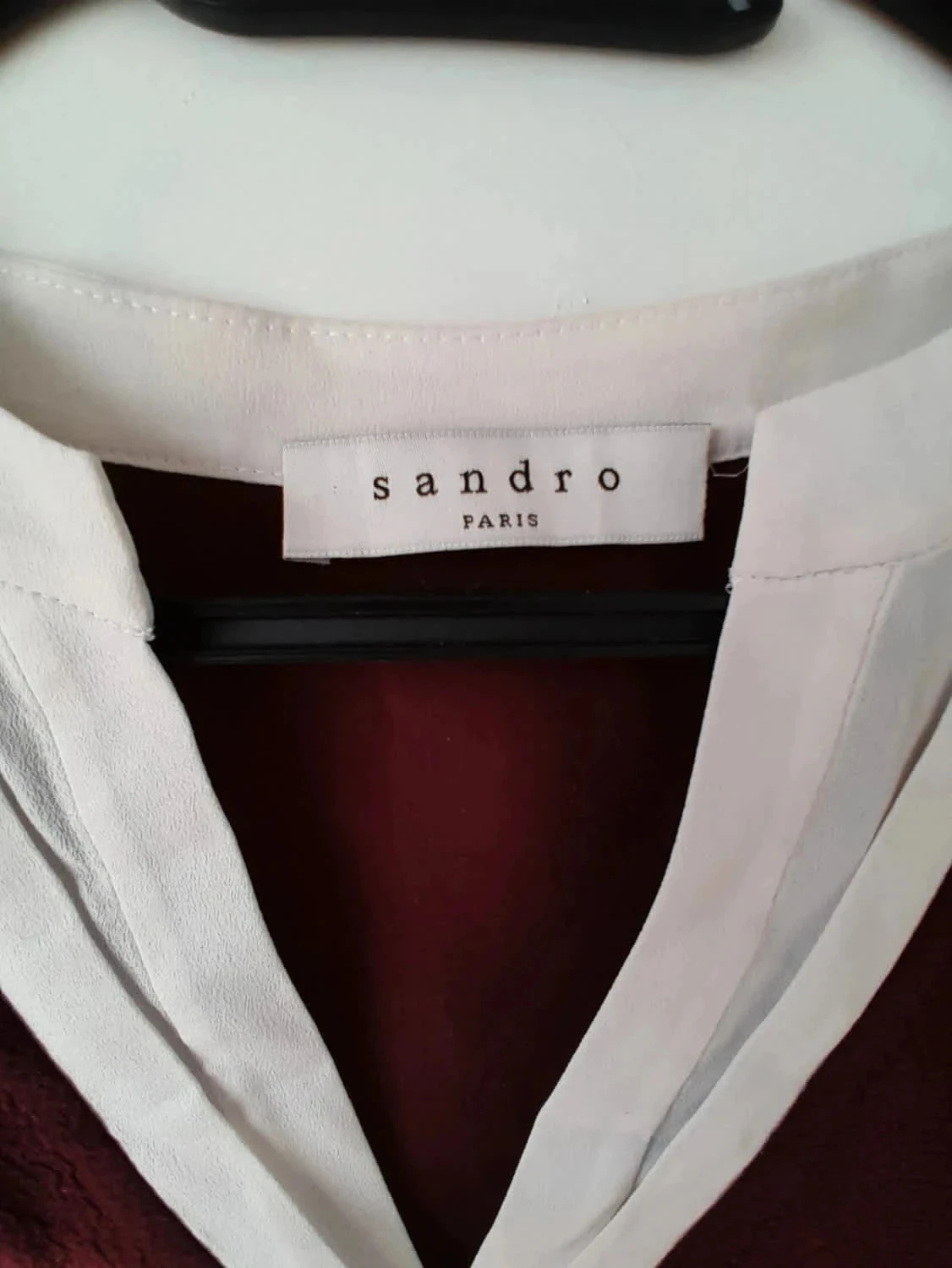 Kleine jurk, donker Bordeaux kleur, maat 2 (38/40), Merk Sandro – photo 3